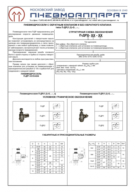 Пневмодроссель П-ДР-1/2-12х10