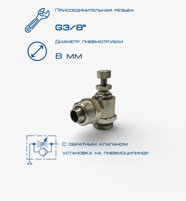 Пневмодроссель П-ДР1-3/8-8х6