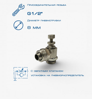 Пневмодроссель П-ДР2-1/2-8х6
